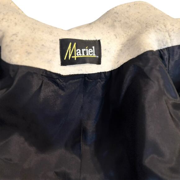 Vintage Mariel Wool Blend Coat 12 Ivory 80s Puff Sleeve Double Breasted USA Made - Picture 11 of 14